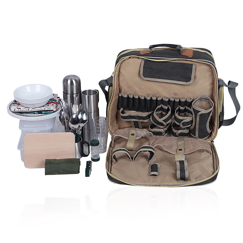 Camping Cooking Set For 4 - مجموعة أدوات مائدة فاخرة محمولة للتخييم