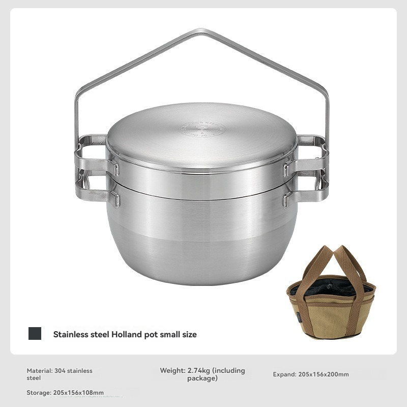 Camping Cooking Frying Pan - وعاء طهي معلق من الفولاذ المقاوم