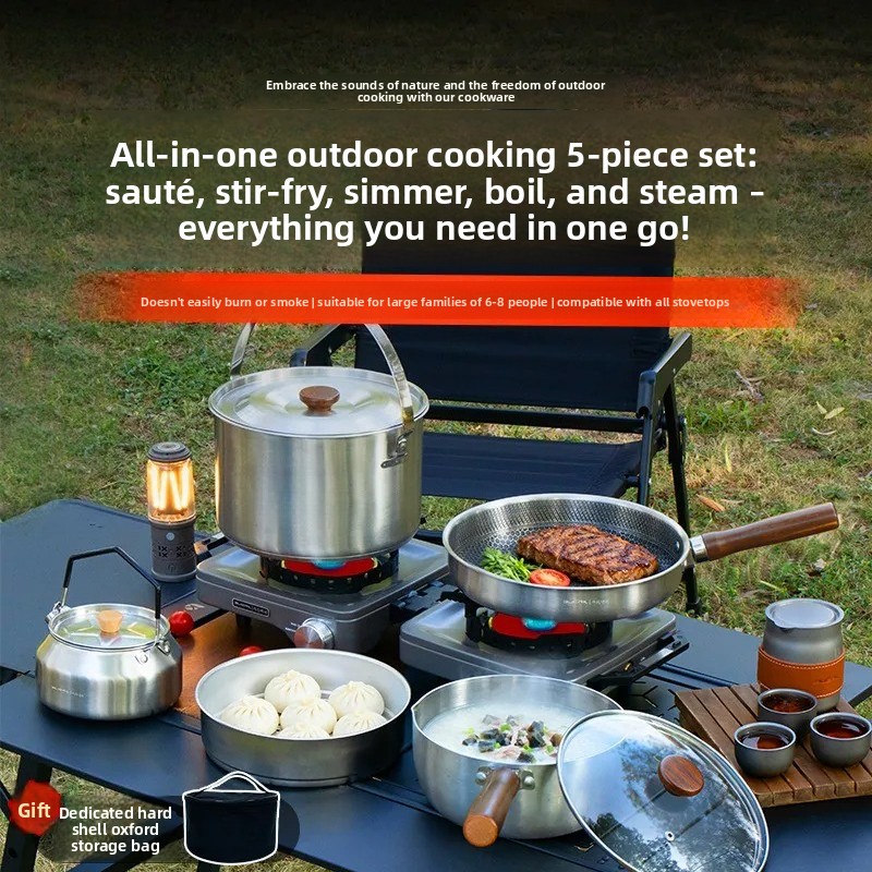 Camping Cooking Frying Pan - طقم أدوات طهي محمول للتخييم متعدد