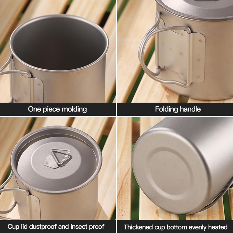 كوب تخييم من التيتانيوم بمقبض  - مراجعة Camping Cooking Gadgets وسعره
