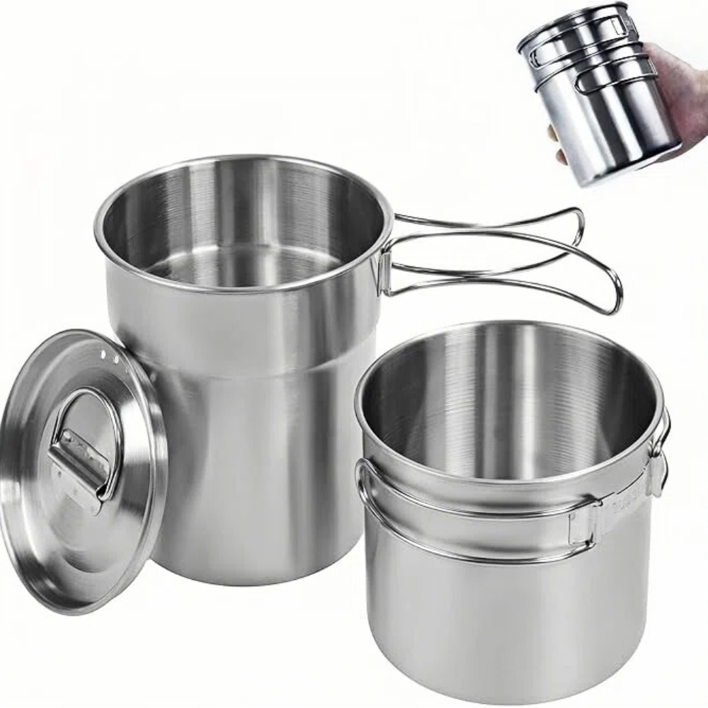 أكواب قابلة للطي للتخييم، أوان - مراجعة Camping Outdoor Cooking Set وسعره