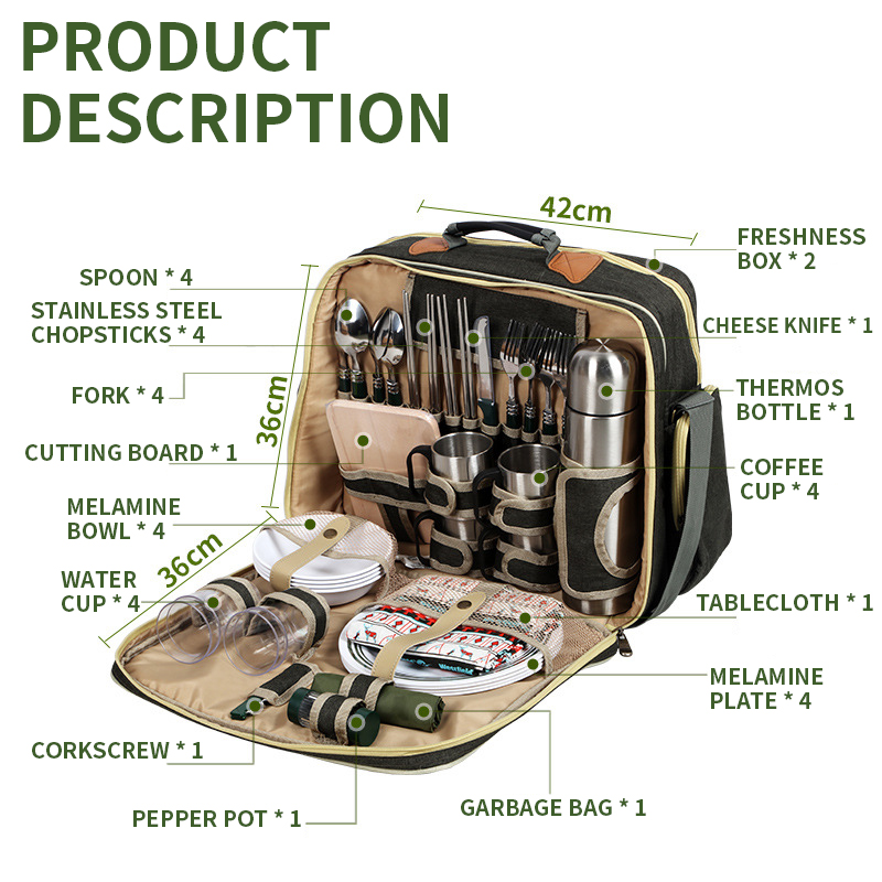 المحمولة الفاخرة التخييم نزهة  - مراجعة Camping Cooking Set For 4 وسعره
