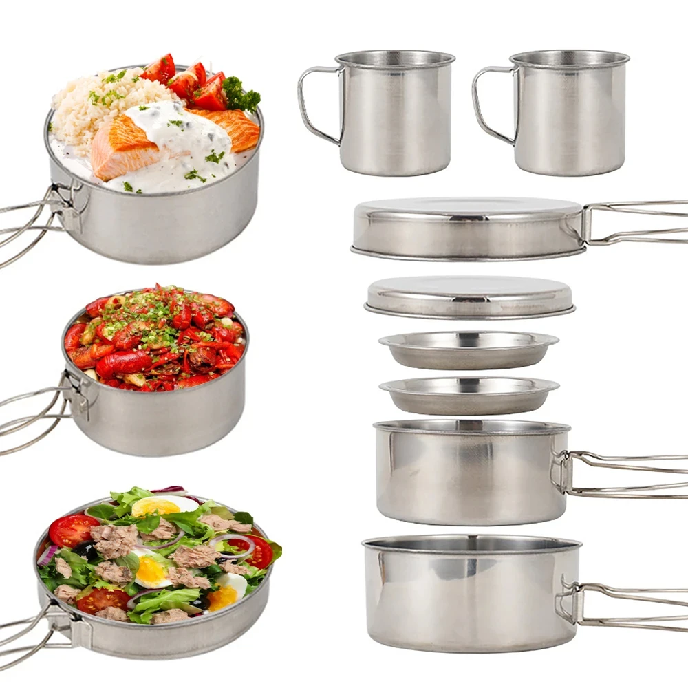 8 قطعة/المجموعة التخييم تجهيزا - مراجعة Camping Cooking Cylinder وسعره