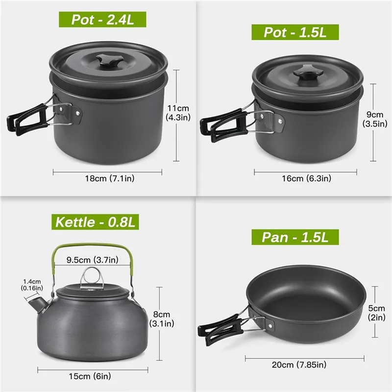 مجموعة أدوات طهي محمولة للتخيي - مراجعة Camping Cooking Set For 4 وسعره