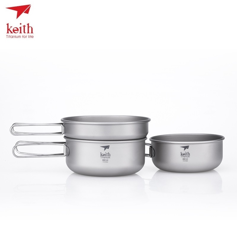 كيث تيتانيوم Ti6053 3 قطع وعاء - مراجعة Camping Cooking Hot Plate وسعره